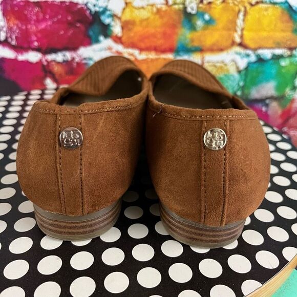 Liz Claiborne Towne Loafers Brown Perforated Upper Slip On Faux Suede 8.5 Medium - Picture 4 of 8
